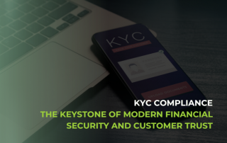 The photo is a cover graphic for the blogpost named KYC Compliance The Keystone of Modern Financial Security and Customer Trust provided by AleronIT